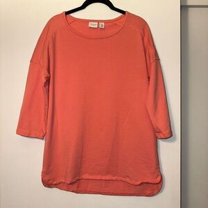 Chicos Weekends Women’s Coral Pink Terry Lined Shirt Size 0 (Small)